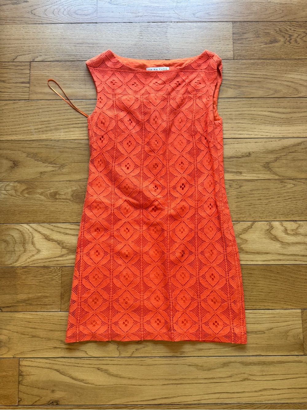 Trina Turk Orange Crochet Mini Dress